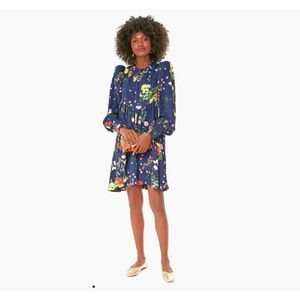 Tuckernuck Pomander Place Dress Wildflower Spencer Floral Puff Sleeve Navy  S